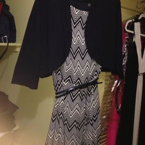 20w navy and white chevron dress